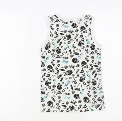 Pep&C0 Boys White Geometric Cotton Pullover Tank Size 6-7 Years Crew Neck Pullover - Skull Print