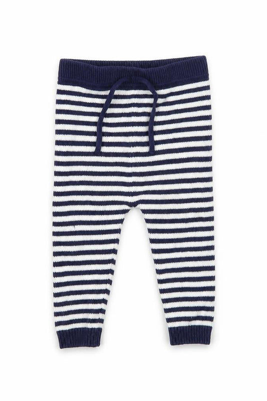 Bub  Baby Blue Striped Cotton Jogger Trousers Size 9 Months  Drawstring