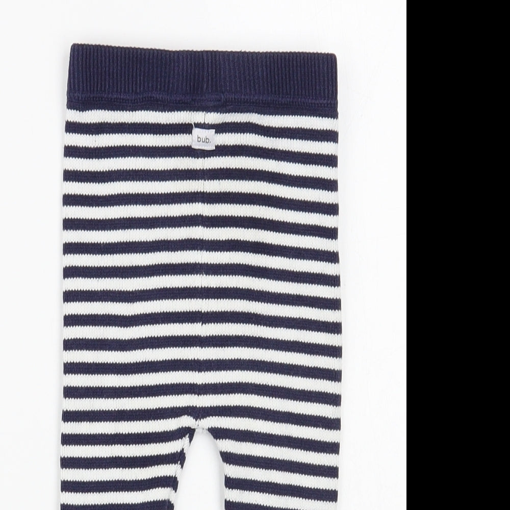 Bub  Baby Blue Striped Cotton Jogger Trousers Size 9 Months  Drawstring