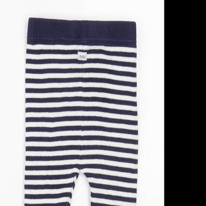 Bub  Baby Blue Striped Cotton Jogger Trousers Size 9 Months  Drawstring
