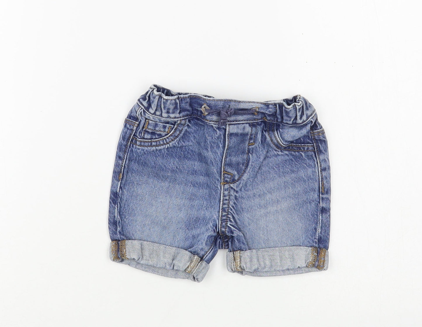 NEXT Baby Blue  Cotton Cropped Jeans Size 0-3 Months  Drawstring