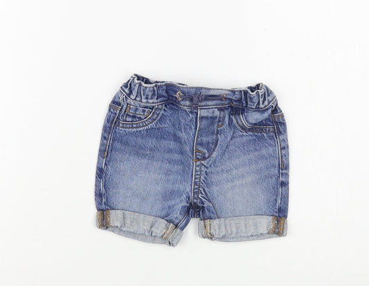 NEXT Baby Blue  Cotton Cropped Jeans Size 0-3 Months  Drawstring