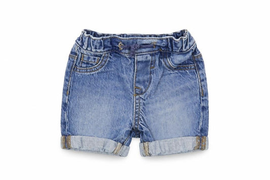 NEXT Baby Blue  Cotton Cropped Jeans Size 0-3 Months  Drawstring