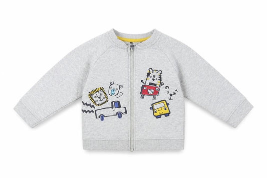 Nutmeg Baby Grey  Cotton Full Zip Jumper Size 12-18 Months  Zip - Cars