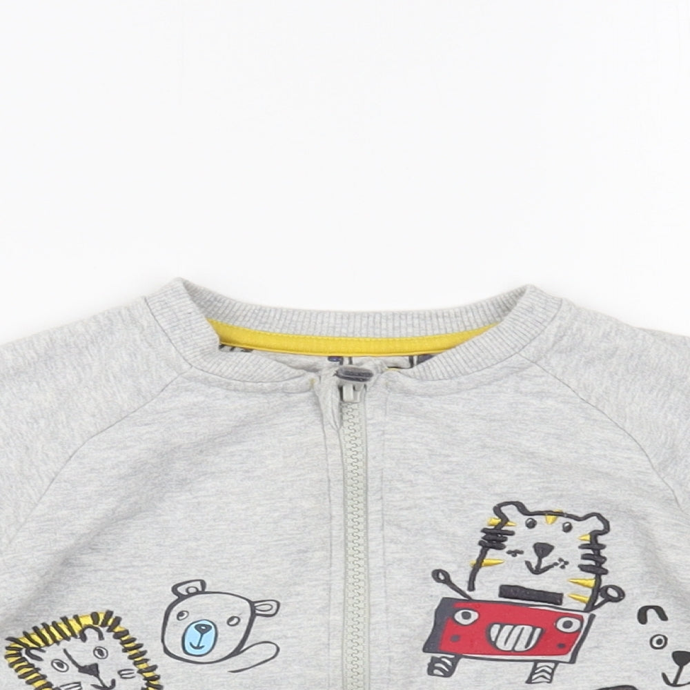 Nutmeg Baby Grey  Cotton Full Zip Jumper Size 12-18 Months  Zip - Cars