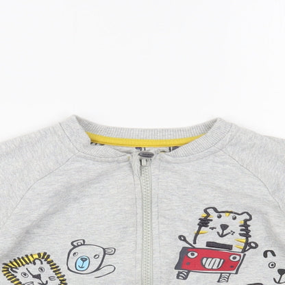 Nutmeg Baby Grey  Cotton Full Zip Jumper Size 12-18 Months  Zip - Cars