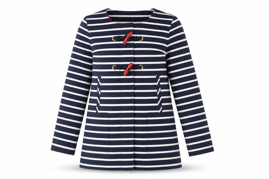 E Land Womens Blue Striped  Rain Coat Coat Size S  Zip