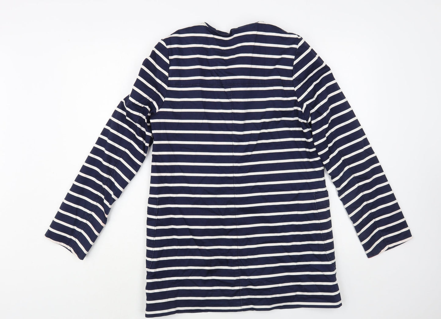 E Land Womens Blue Striped  Rain Coat Coat Size S  Zip