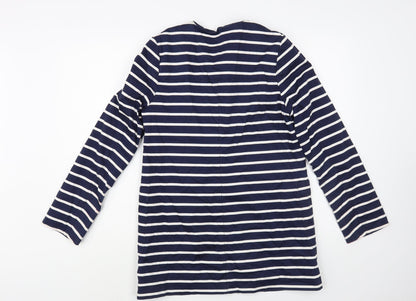 E Land Womens Blue Striped  Rain Coat Coat Size S  Zip