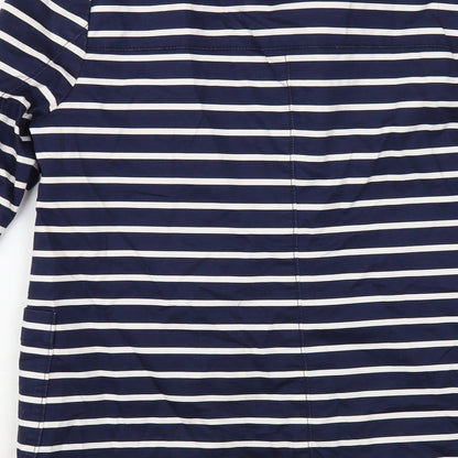 E Land Womens Blue Striped  Rain Coat Coat Size S  Zip