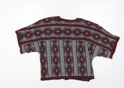 Atmosphere Womens Pink V-Neck Geometric Acrylic Cardigan Jumper Size M