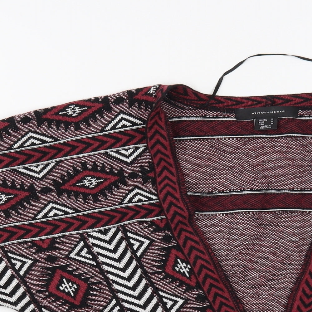 Atmosphere Womens Pink V-Neck Geometric Acrylic Cardigan Jumper Size M