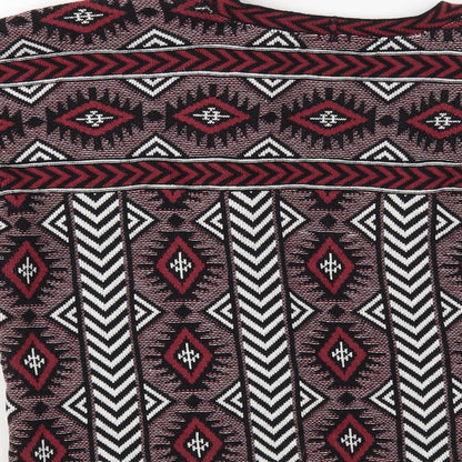 Atmosphere Womens Pink V-Neck Geometric Acrylic Cardigan Jumper Size M