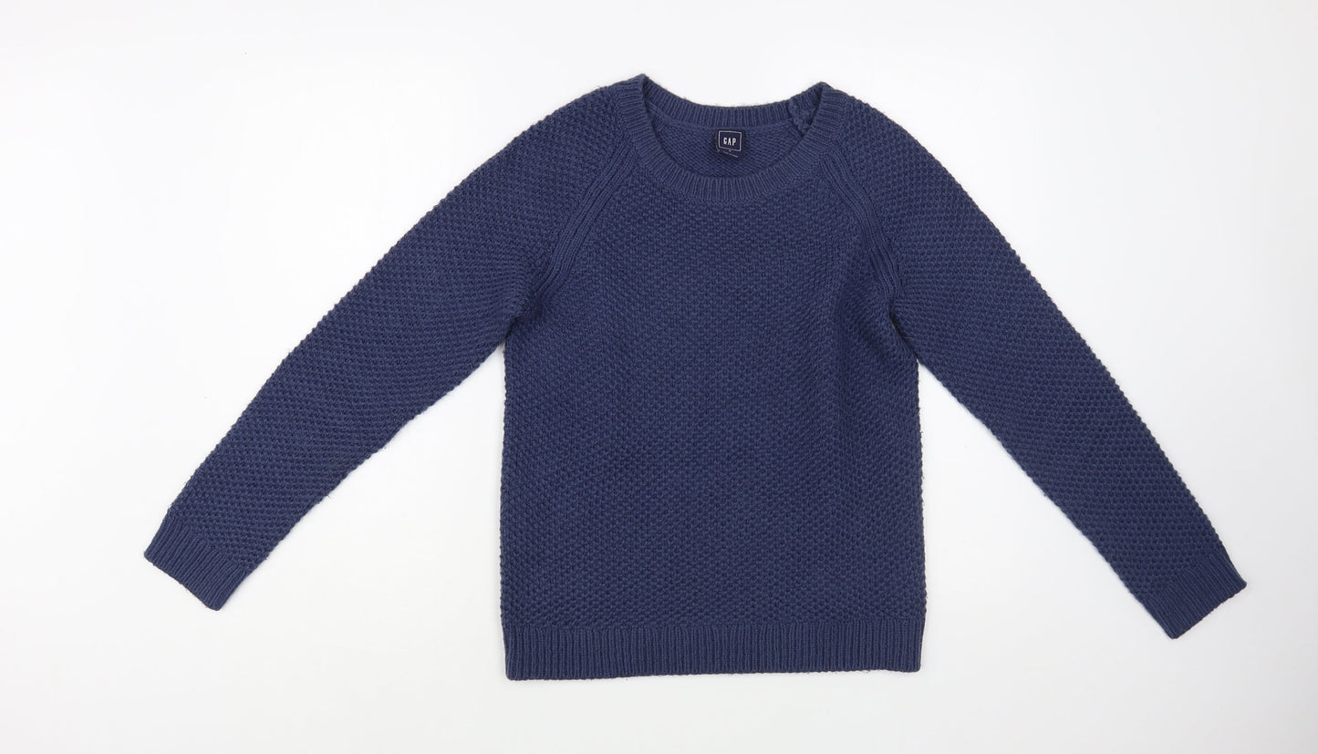 Gap Womens Blue Scoop Neck  Acrylic Pullover Jumper Size M