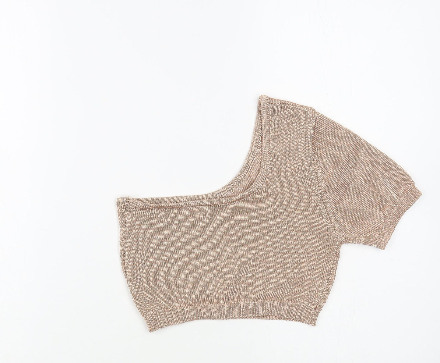 Sorell Womens Gold  Viscose Cropped Blouse Size S One Shoulder