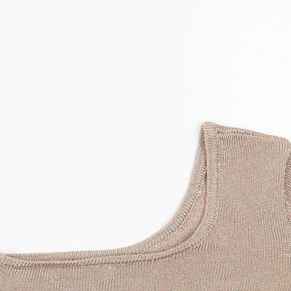 Sorell Womens Gold  Viscose Cropped Blouse Size S One Shoulder