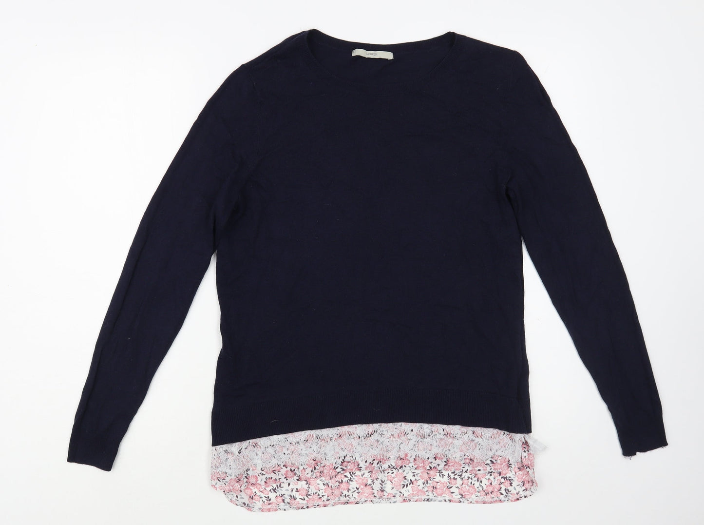 George Womens Blue Boat Neck  Nylon Pullover Jumper Size 10