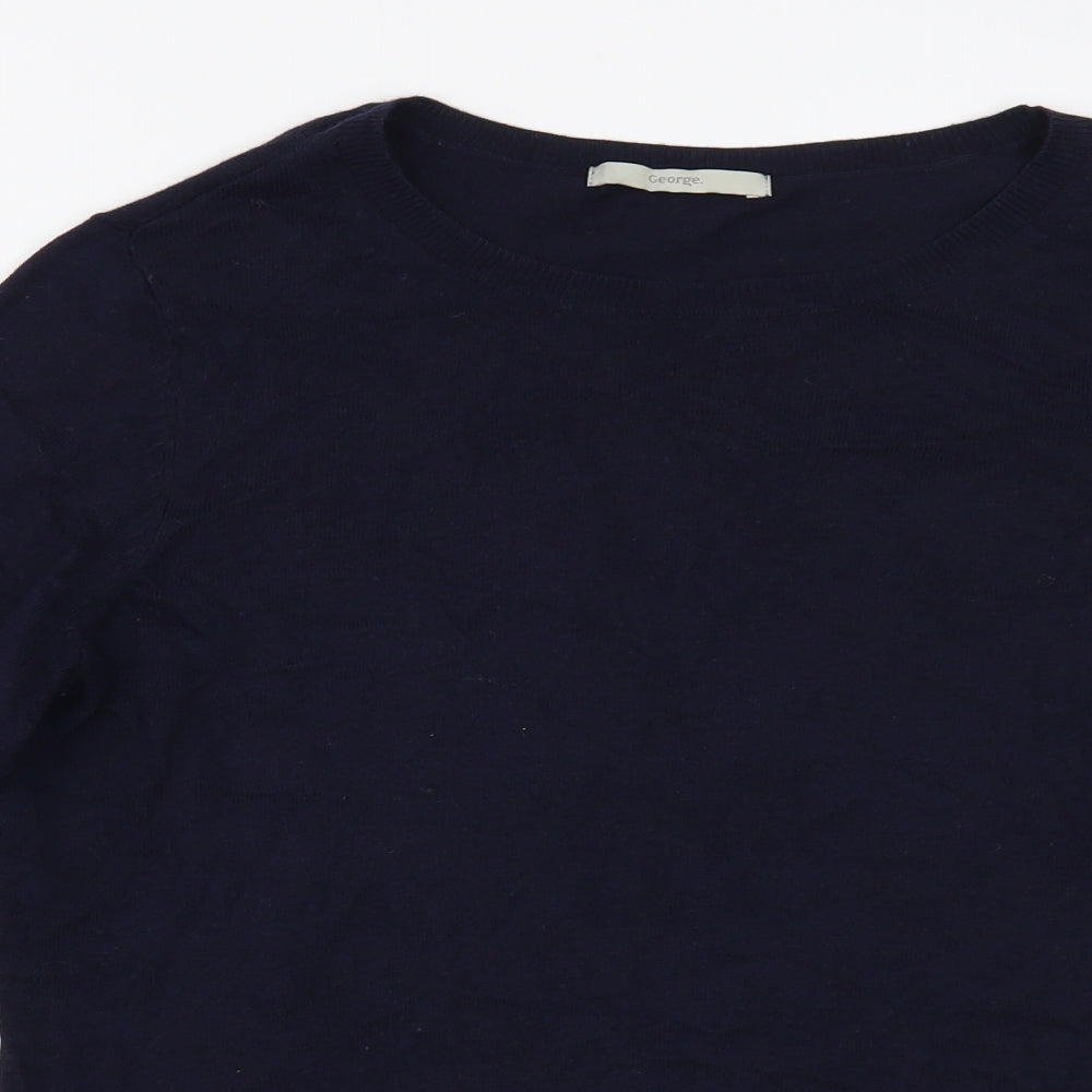 George Womens Blue Boat Neck  Nylon Pullover Jumper Size 10