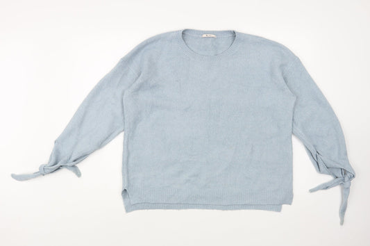 TU Womens Blue Boat Neck  Acrylic Pullover Jumper Size 14