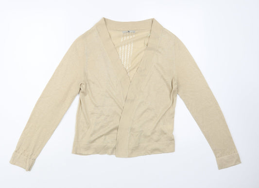 TU Womens Beige V-Neck  Acrylic Cardigan Jumper Size 12