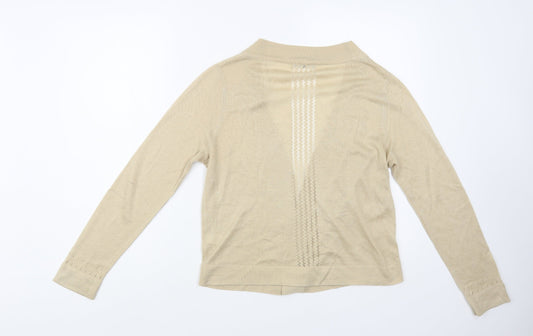 TU Womens Beige V-Neck  Acrylic Cardigan Jumper Size 12