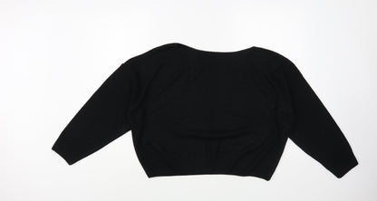 Boohoo Womens Black Boat Neck  Acrylic Pullover Jumper Size M