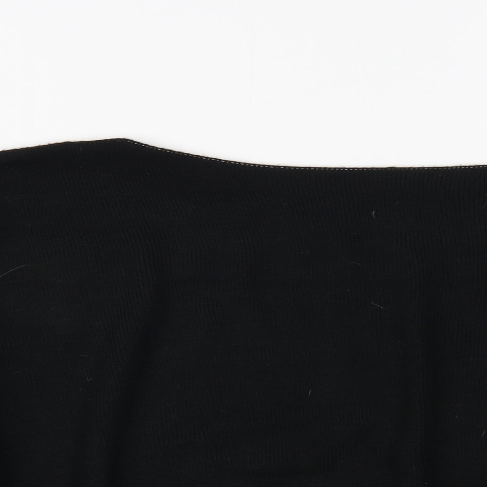 Boohoo Womens Black Boat Neck  Acrylic Pullover Jumper Size M