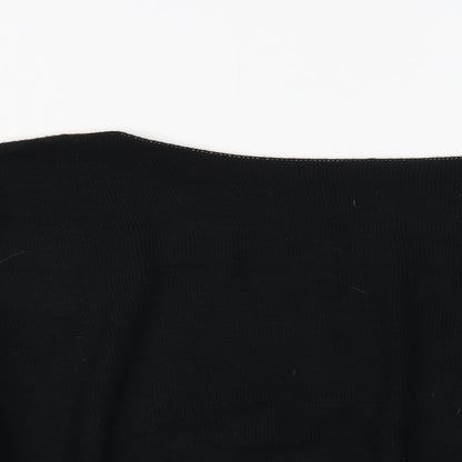 Boohoo Womens Black Boat Neck  Acrylic Pullover Jumper Size M