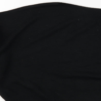 Boohoo Womens Black Boat Neck  Acrylic Pullover Jumper Size M