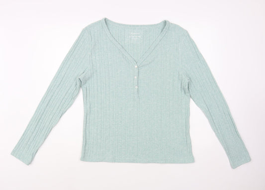 Primark Womens Green V-Neck  Polyester Pullover Jumper Size 14
