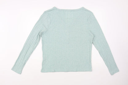 Primark Womens Green V-Neck  Polyester Pullover Jumper Size 14