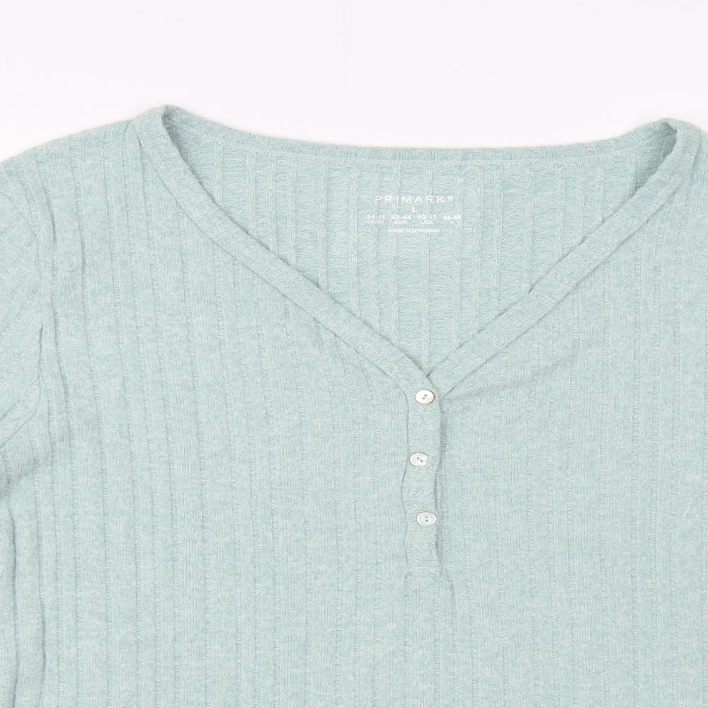 Primark Womens Green V-Neck  Polyester Pullover Jumper Size 14