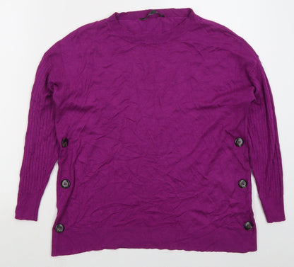 Bonmarché Womens Purple Crew Neck  Viscose Pullover Jumper Size 14