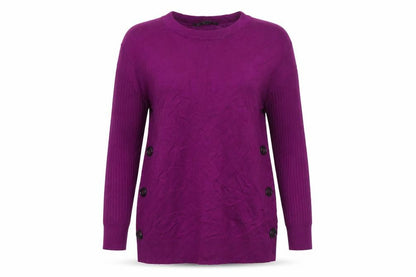 Bonmarché Womens Purple Crew Neck Viscose Pullover Jumper Size 14