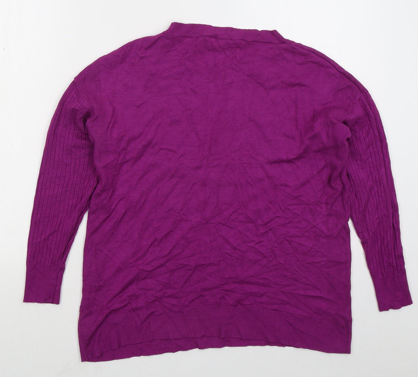 Bonmarché Womens Purple Crew Neck  Viscose Pullover Jumper Size 14