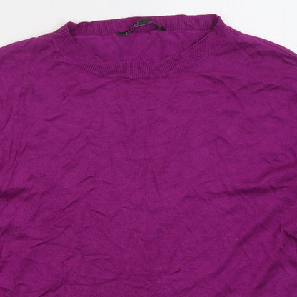 Bonmarché Womens Purple Crew Neck  Viscose Pullover Jumper Size 14