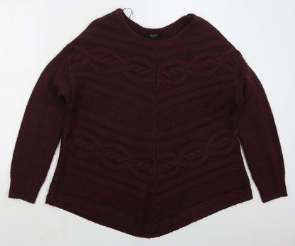 George Womens Red Crew Neck  Acrylic Pullover Jumper Size 10   - Burgundy