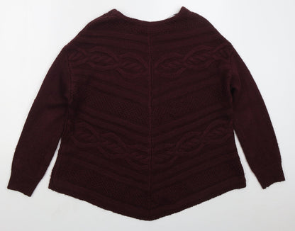 George Womens Red Crew Neck  Acrylic Pullover Jumper Size 10   - Burgundy