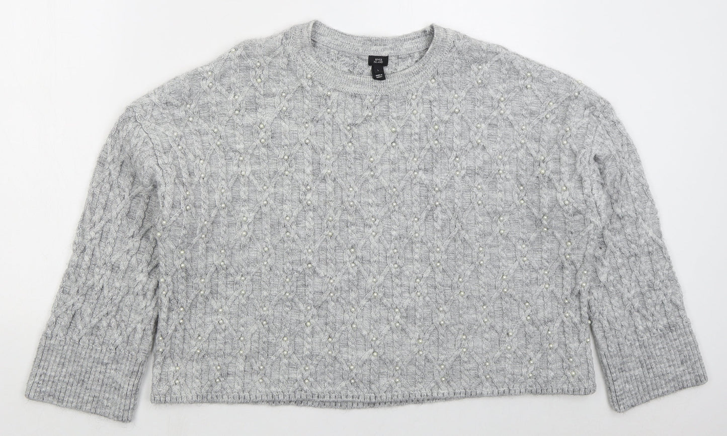 Womens UK Size L River Island Grey Pullover Jumper