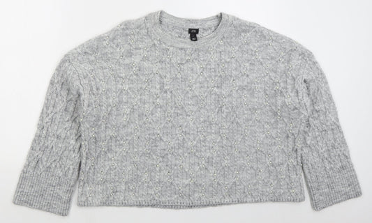 Womens UK Size L River Island Grey Pullover Jumper