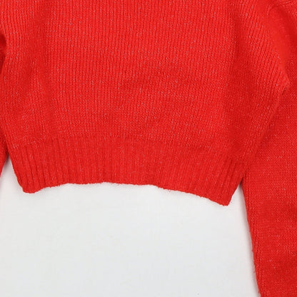 Womens UK Size S PRETTYLITTLETHING Red Pullover Jumper