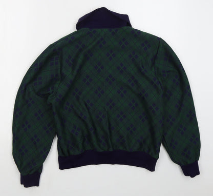 Heather Valley Womens Green Collared Argyle/Diamond Acrylic Pullover Jumper Size 12