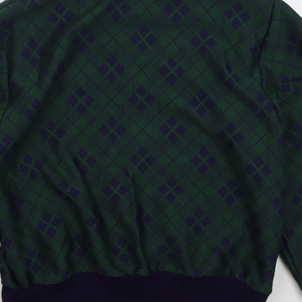 Heather Valley Womens Green Collared Argyle/Diamond Acrylic Pullover Jumper Size 12
