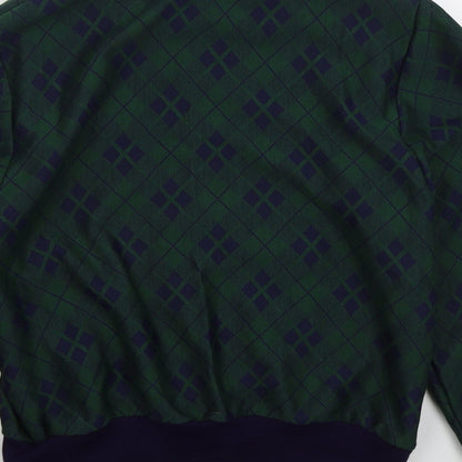 Heather Valley Womens Green Collared Argyle/Diamond Acrylic Pullover Jumper Size 12