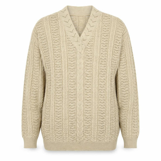 Classics Womens Beige V-Neck  Acrylic Pullover Jumper Size 12