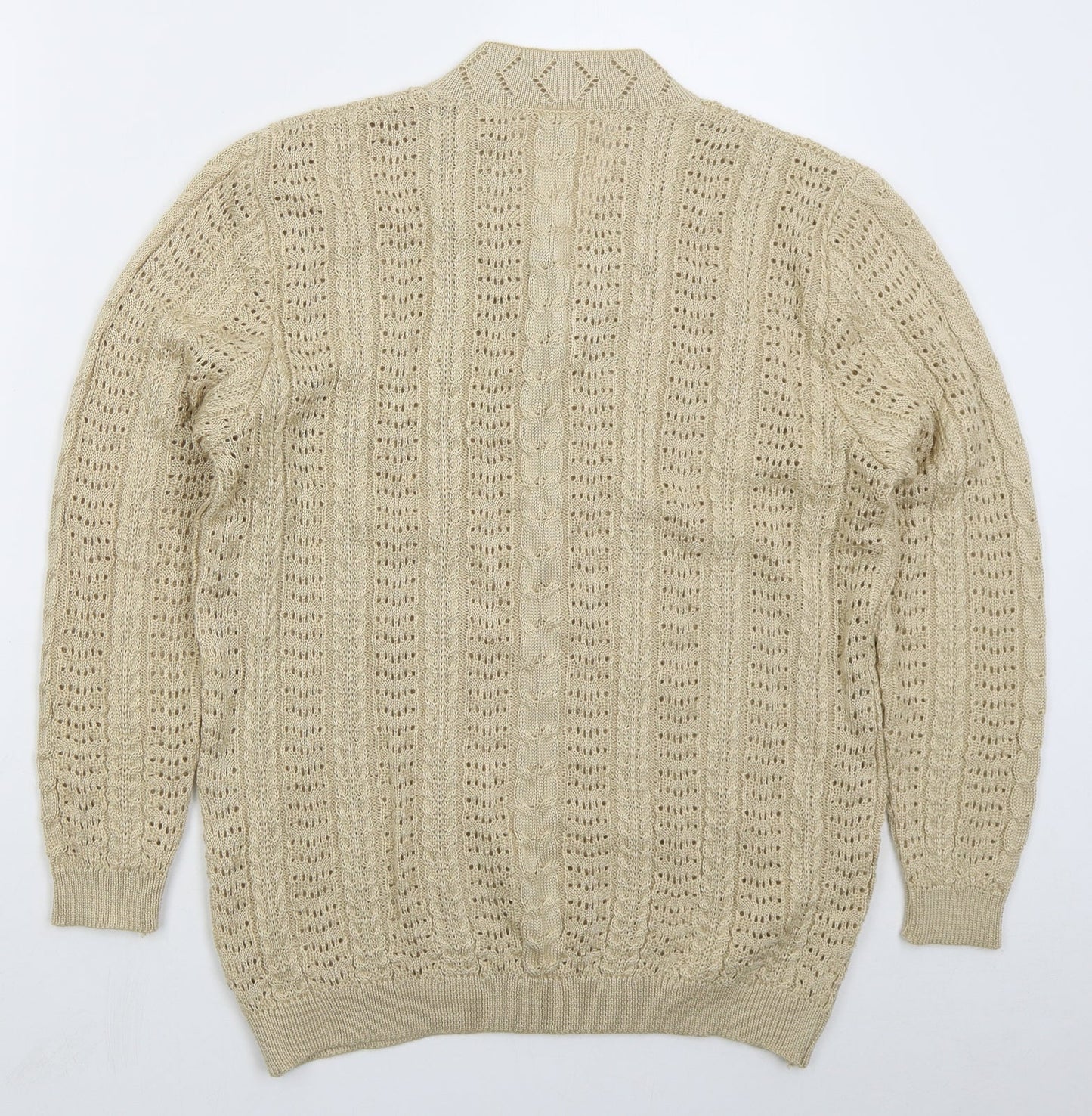 Classics Womens Beige V-Neck  Acrylic Pullover Jumper Size 12