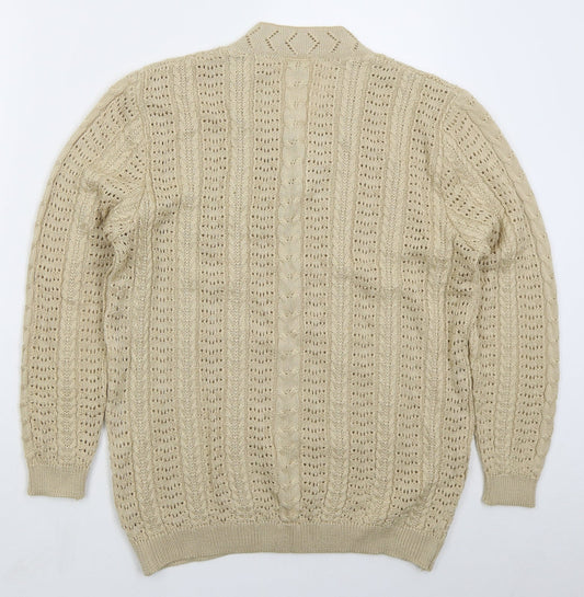 Classics Womens Beige V-Neck  Acrylic Pullover Jumper Size 12