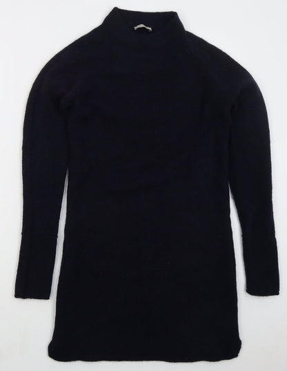 Wrap Womens Blue  Acrylic Jumper Dress  Size S  Mock Neck Pullover