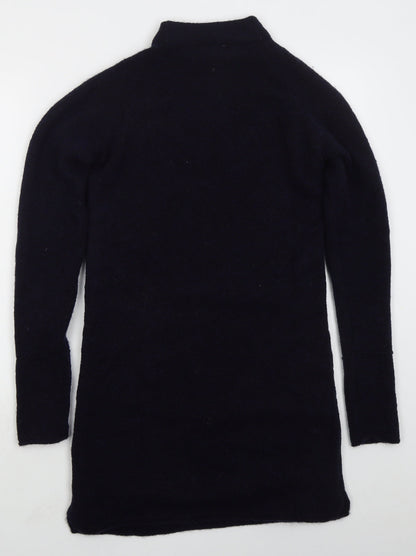Wrap Womens Blue  Acrylic Jumper Dress  Size S  Mock Neck Pullover