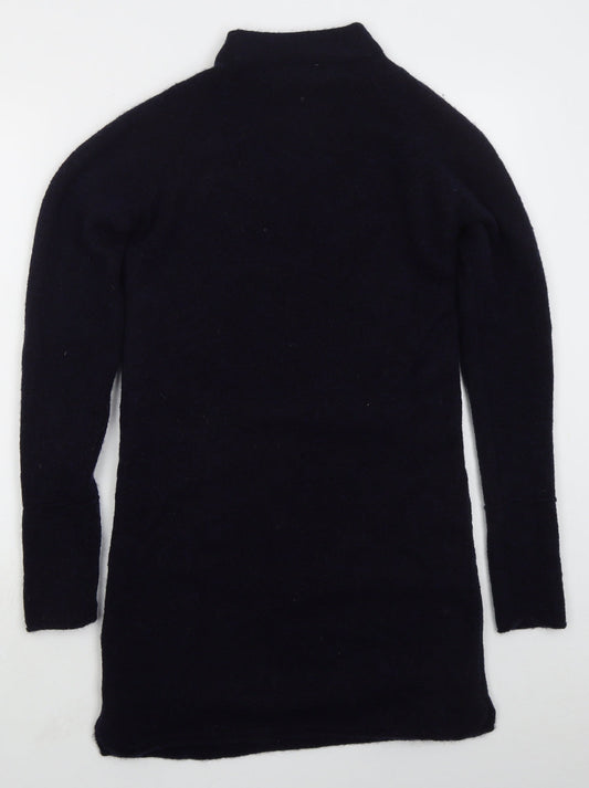 Wrap Womens Blue  Acrylic Jumper Dress  Size S  Mock Neck Pullover